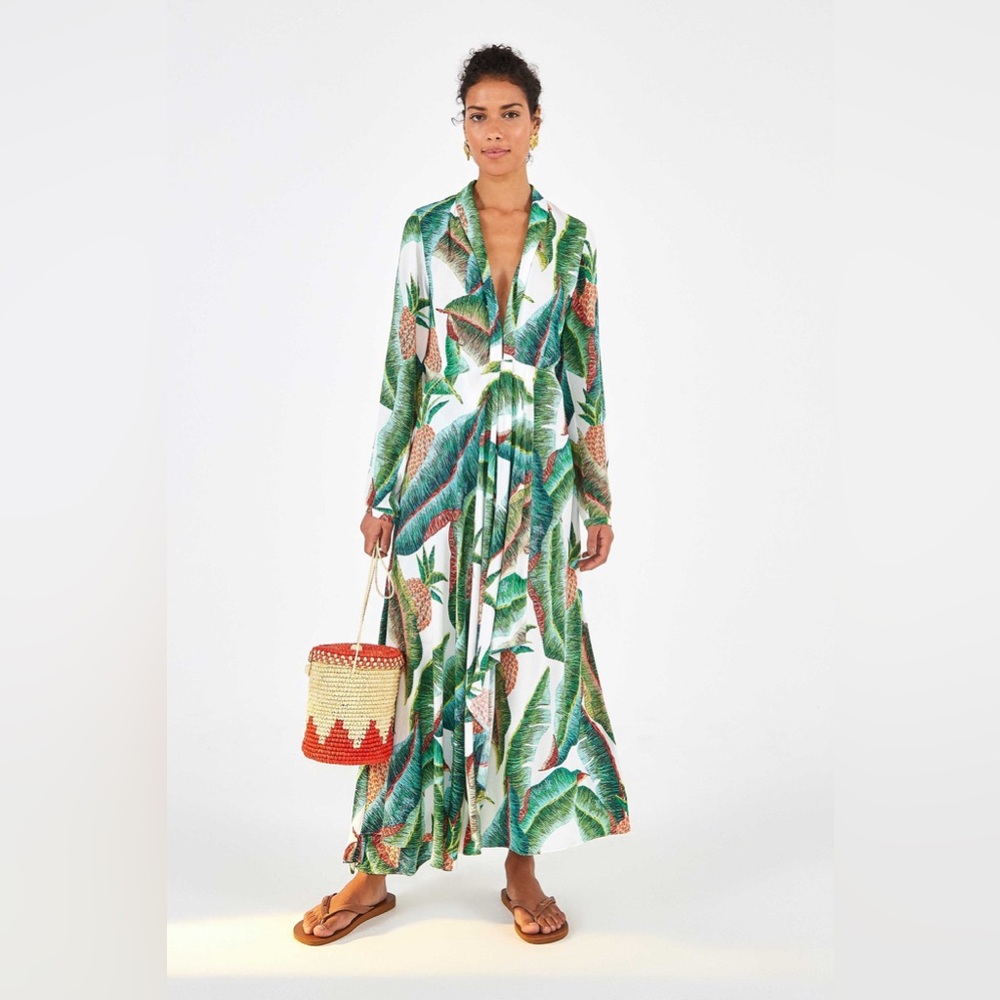 NWT FARM RIO Pink Tropical Print Dress XS